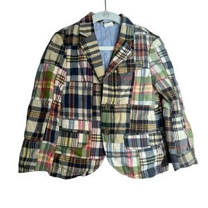 J.CREW CREWCUTS Boys 3 Tartan Patchwork Blazer Jacket Multicolor